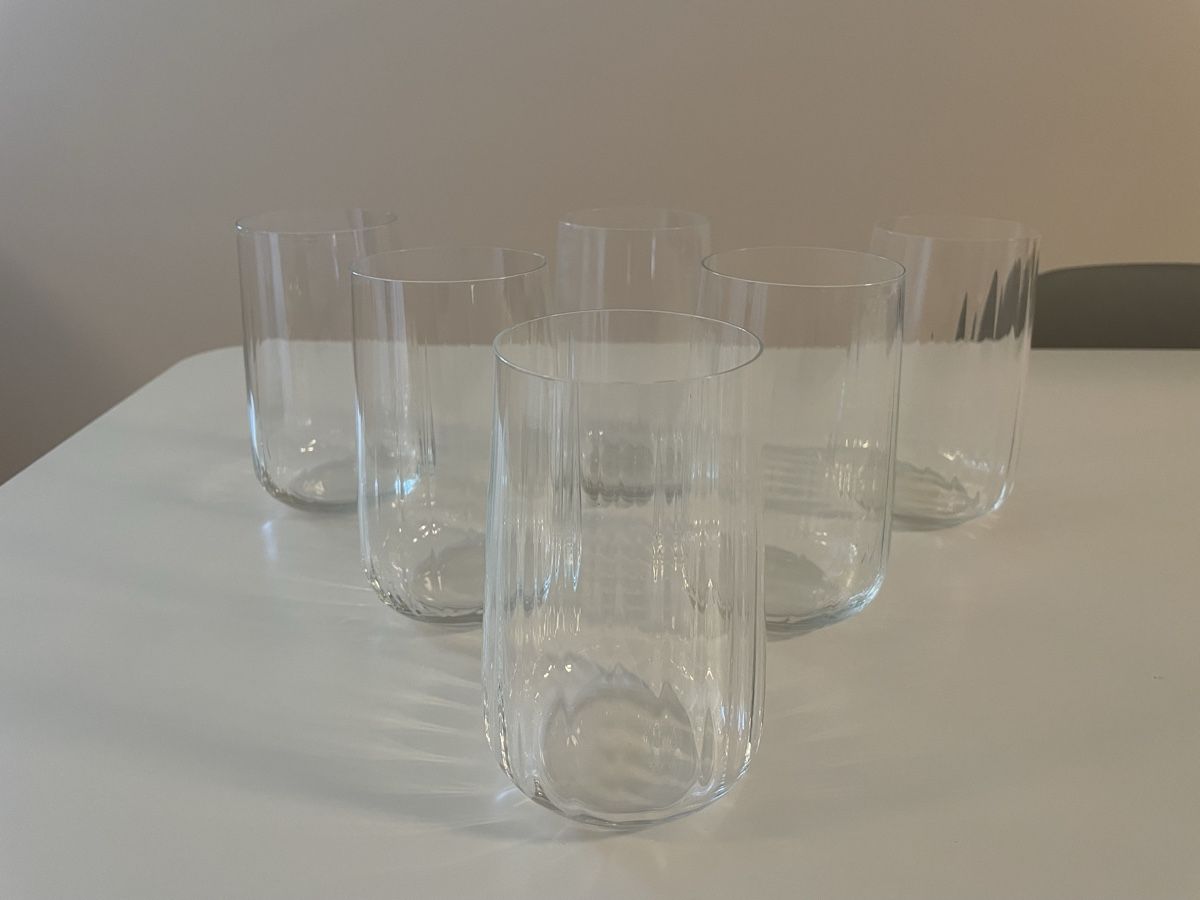 Bicchieri: 6 Wassergläser Glas klar geriffelt – Usato da Thalwil venduto da Andieg 1
