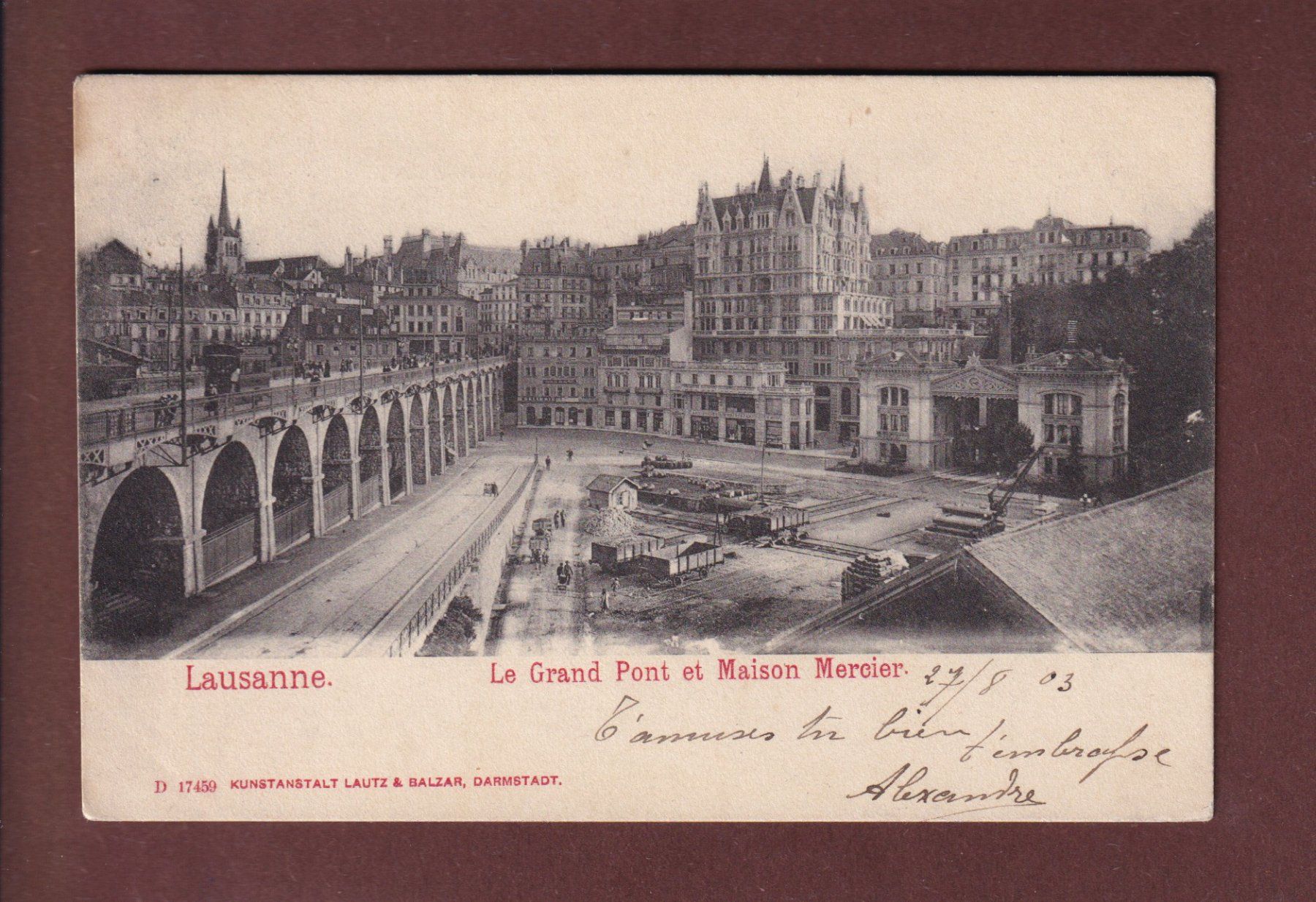 Cartoline postali: LAUSANNE - Flon - Maison Mercier - 1903 – Usato da Pully venduto da nicecards