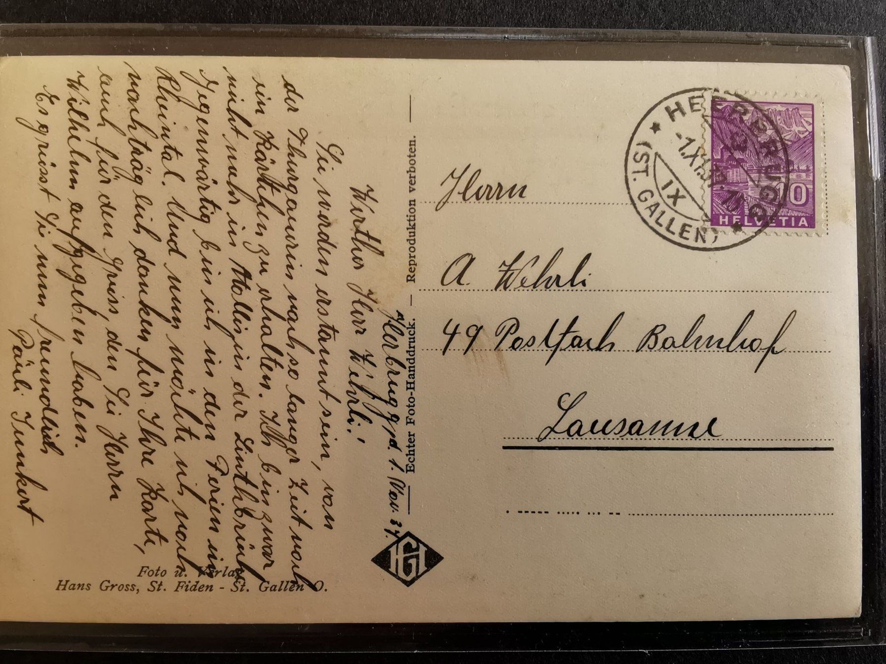 Cartes postales: Heerbrugg   Rheintal  Ansichtskare  1937  Oldtimer  Bahn – D'occasion à Rheineck par kat_7gld 1