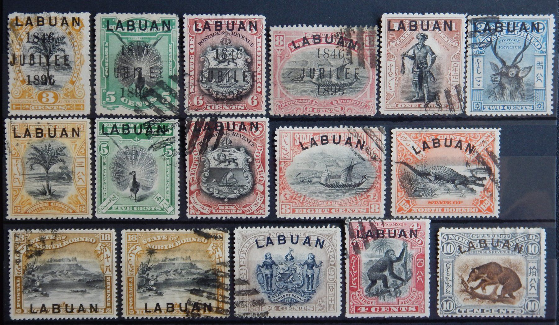 Tutti i francobolli: Labuan British ex. Kat. 66-96 gest. 1896/1900 – Usato da Zürich venduto da Muehlekauf