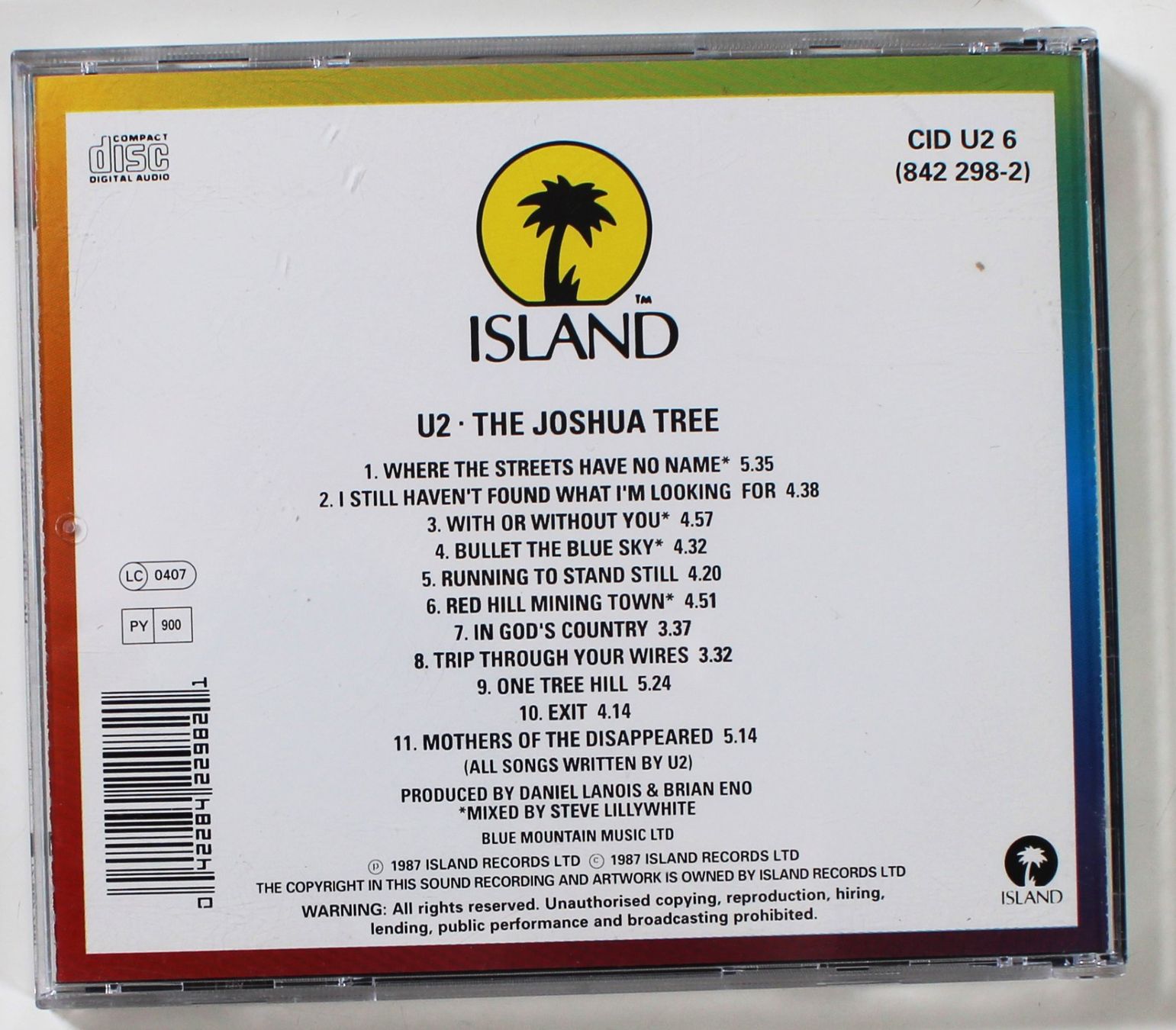 CD: CD - U2 - THE JOSHUA TREE - 1. CD Auflage England 1987 – Usato da Brüttisellen venduto da Collector-Corner 2