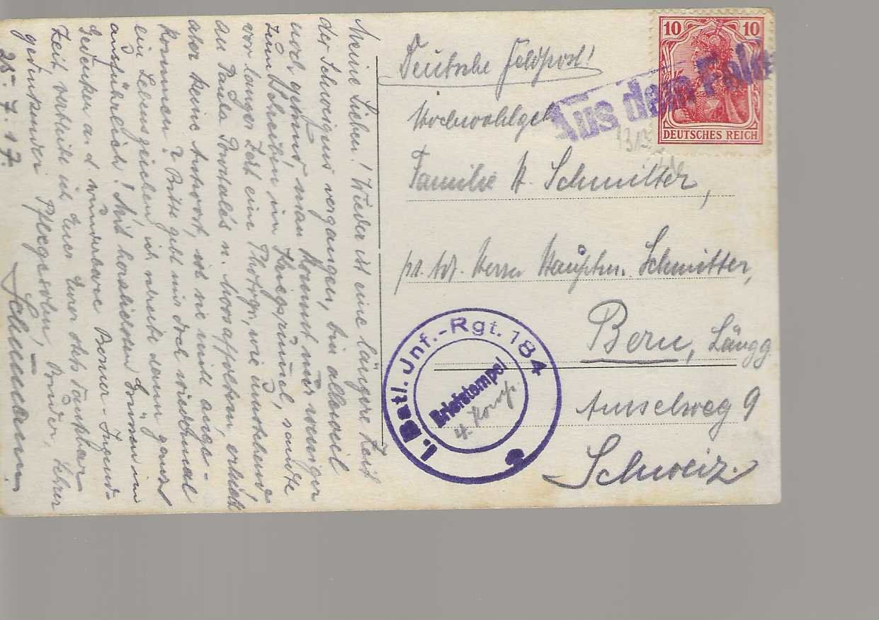 Cartoline postali: carte militaire Bt.Jnf.Rgt 184 – Usato da Sorvilier venduto da carose01 1