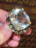 ❤️‍🔥Rock Crystal & Tourmalines SS925 14K Gold Vermeil Ring✨