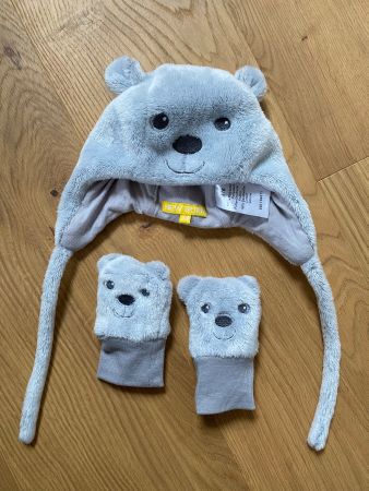 Mütze und Handschuhe für Baby 3-6M kuschelig weich