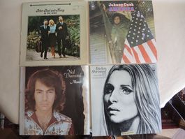 Lot 4 LP NEIL DIAMOND Streisand PETER PAUL MARY Johnny Cash