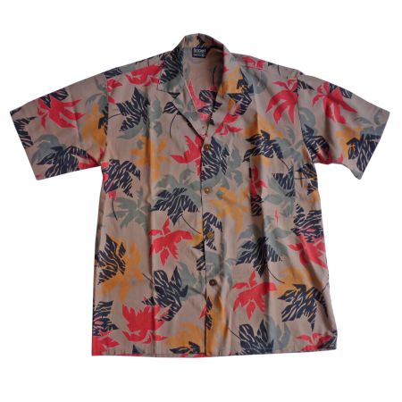 Hemd Gr. S Herren Hawaiihemd VINTAGE braun Blätter