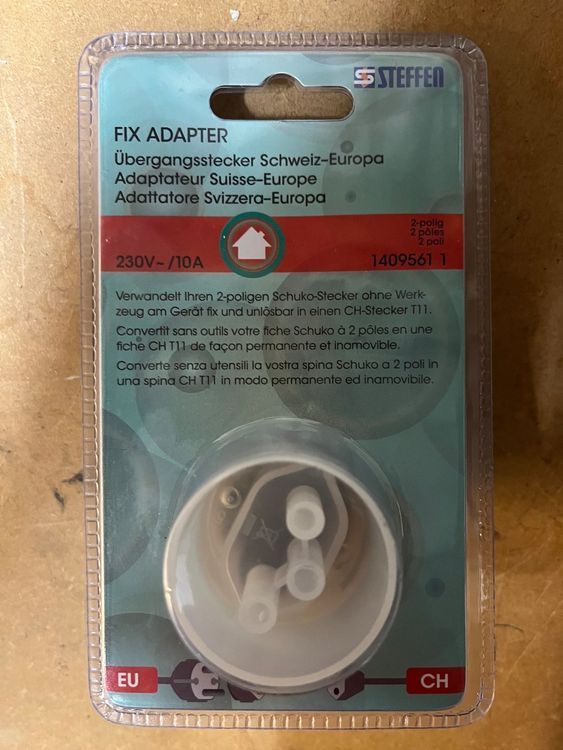 Fix-Adapter Übergangsstecker Schweiz-Europa 2-polig NEU (Neu und ...