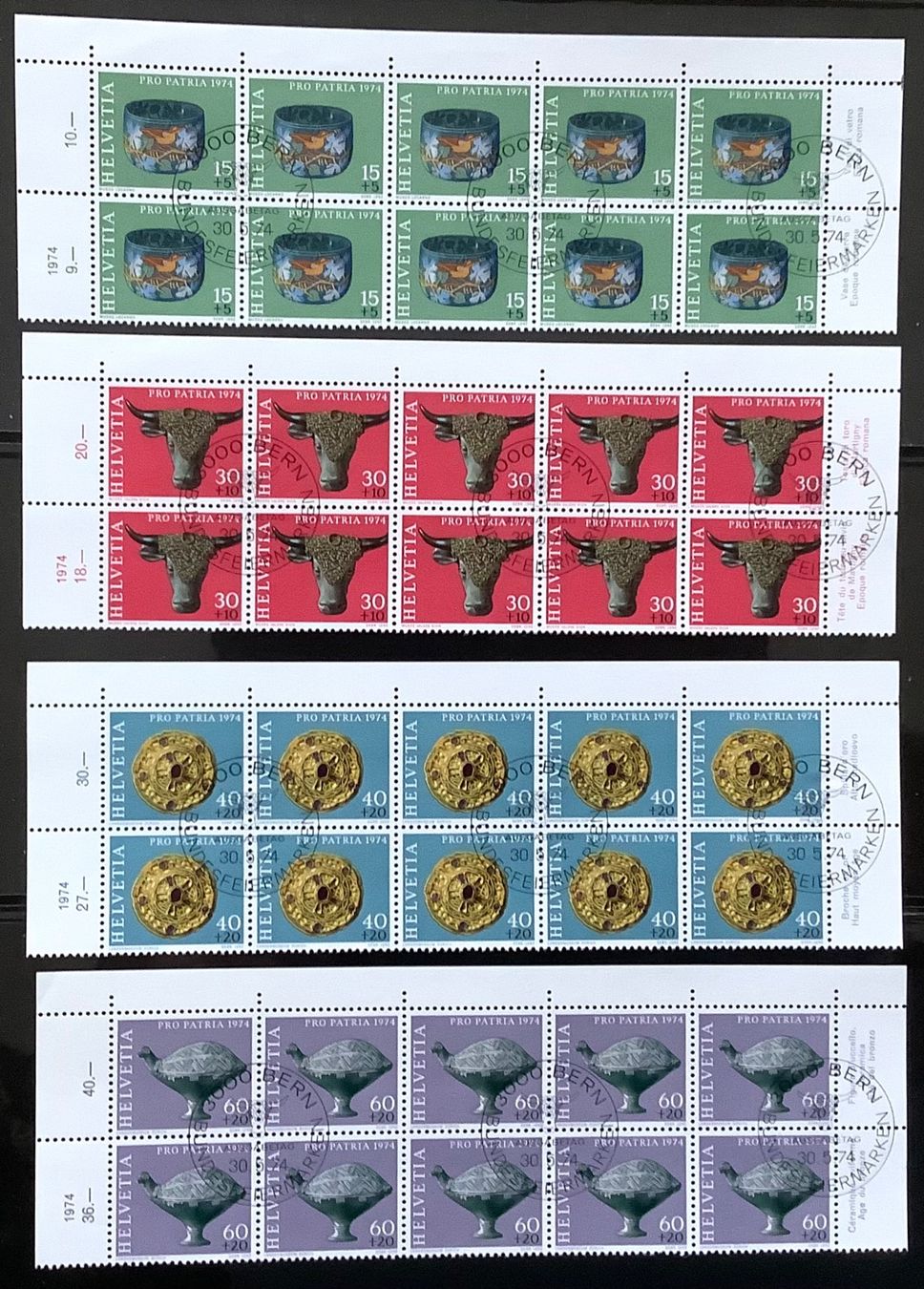 Tutti i francobolli: Pro Patria 1974 - 10er. Block ET – Nuovo (secondo la descrizione) da Liestal venduto da Pep3