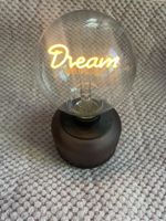 Lampe Edison Style mit Text Dream neu