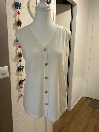 Damen Top ecruweiss mit V - Ausschnitt