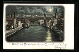 Mondschein-AK Zürich, Gebäudepartie am