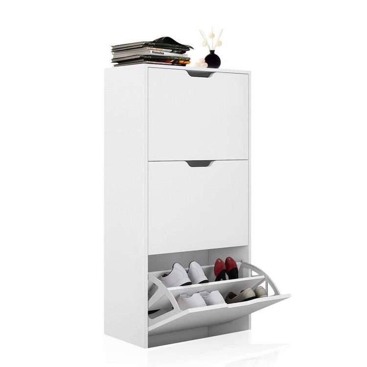Schuhkipper Schuhregal 3 Fächer weiss Flur Schuhkommode | Acheter sur ...