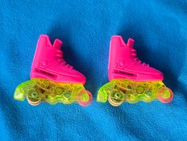 Rollerblade rose et jaune pour Barbie avec vrai étincelle
