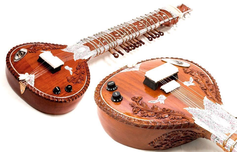 Strumenti ad arco e pizzico: Indische Zedernholz Sitar elektrisch – Nuovo e nell'imballaggio originale da Valbonne venduto da laiton.france 1