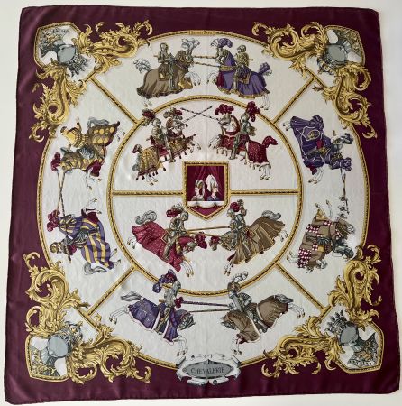Foulard HERMES-Paris "Chevalerie II" 1967, avec box original