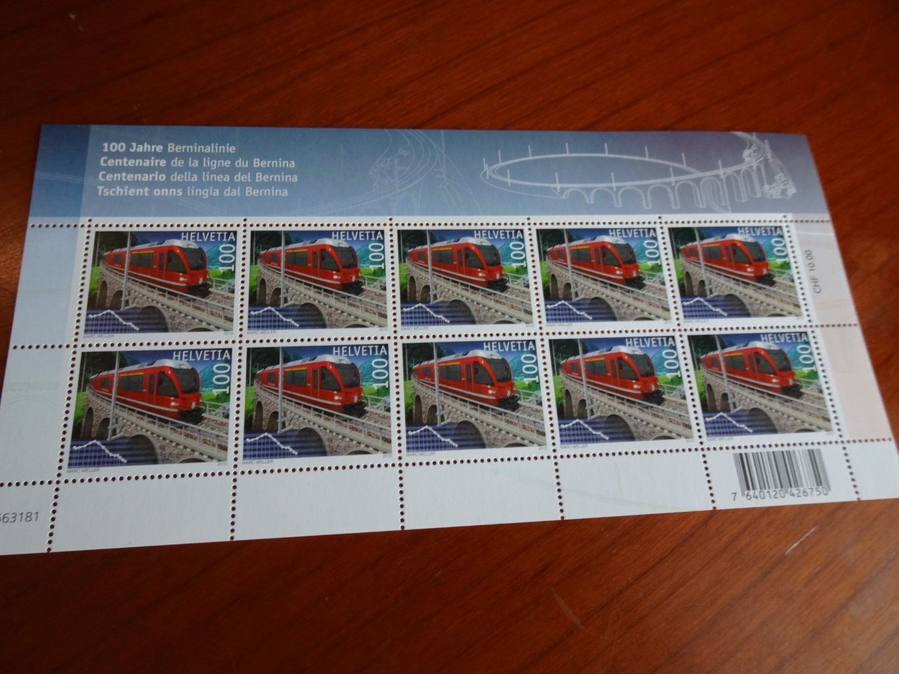 Alle Briefmarken: 2010KLEINBOGEN POSTFRISCH BERNINALINIE – Neu (gemäss Beschreibung) aus Eschenbach SG von eDaisy