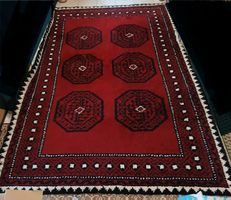 Orientteppich aus Wolle rot schwarz 310x190 cm, Afghanistan 