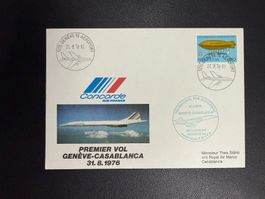 Air France Erstflugbrief Concorde Genf - Casablanca 1976