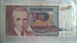 Billet banque Ex-Yougoslavie 5.000.000 Dinars 1993 BE
