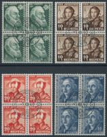 1942 - Pro Juventute - Viererblock - Ersttag Stempel ET