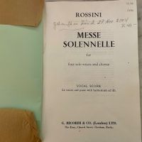 Rossini Messe Solennelle Klavierauszug G. Ricordi & CO..