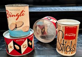 Kambly/ZIG-ZAG Büchsen/Dosen Vintage Konvolut, tolle Deko!