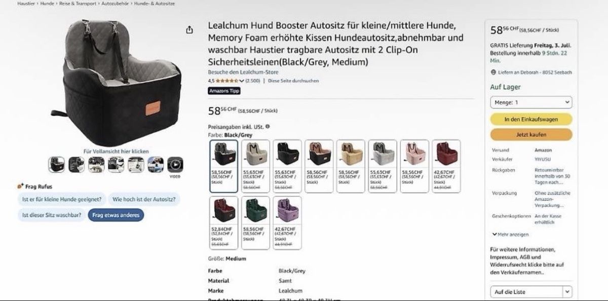 Cucce & Letti: Hundeautositz – Nuovo (secondo la descrizione) da Zürich venduto da badaha