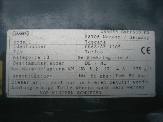 Griglie: Campingkocher / Gasgrill Cramer Modell Toscana – Usato da Winterthur venduto da pf02 4