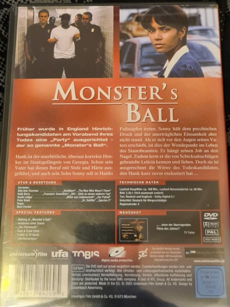 Tutti i DVDs: Monster's Ball – Usato da Oberkirch LU venduto da ThE_CoLLecTor666 1