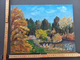 Gemälde, R. Hodel, "Herbst in der Elfenau", Bern