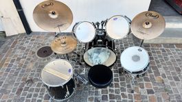Kinder-Schlagzeug Pearl Export schwarz mit Becken