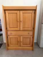 Vintage 70er Kommode Schrank Eiche massiv, 4 Türen + Schubla