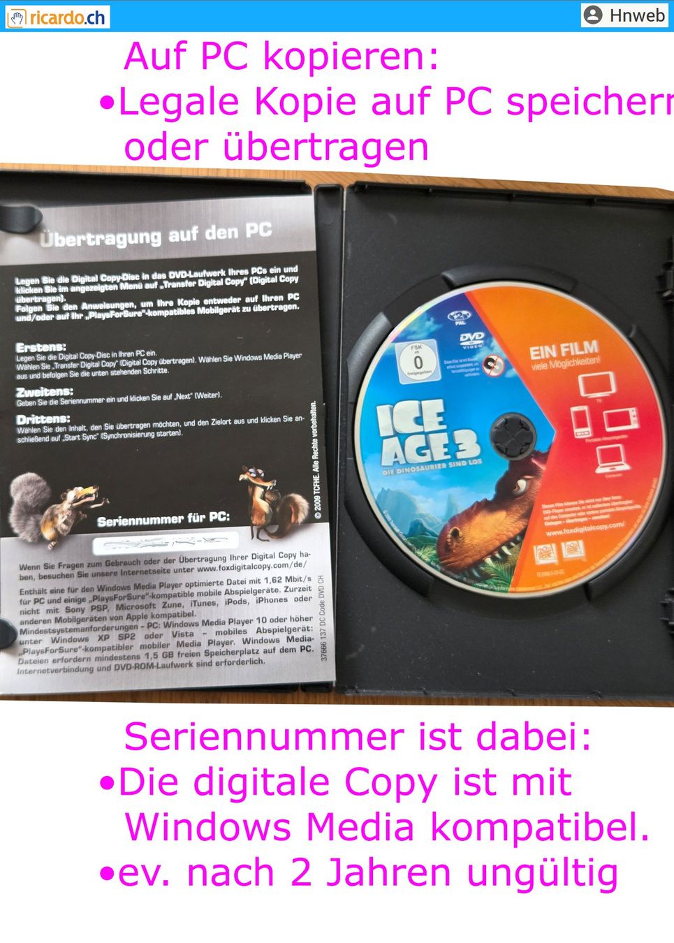 Tutti i DVDs: DVD-Film: ICE AGE 3 – Usato da Kaisten venduto da Hnweb 1