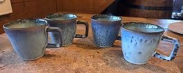 4 wunderschöne, einzigartige Kaffeetassen