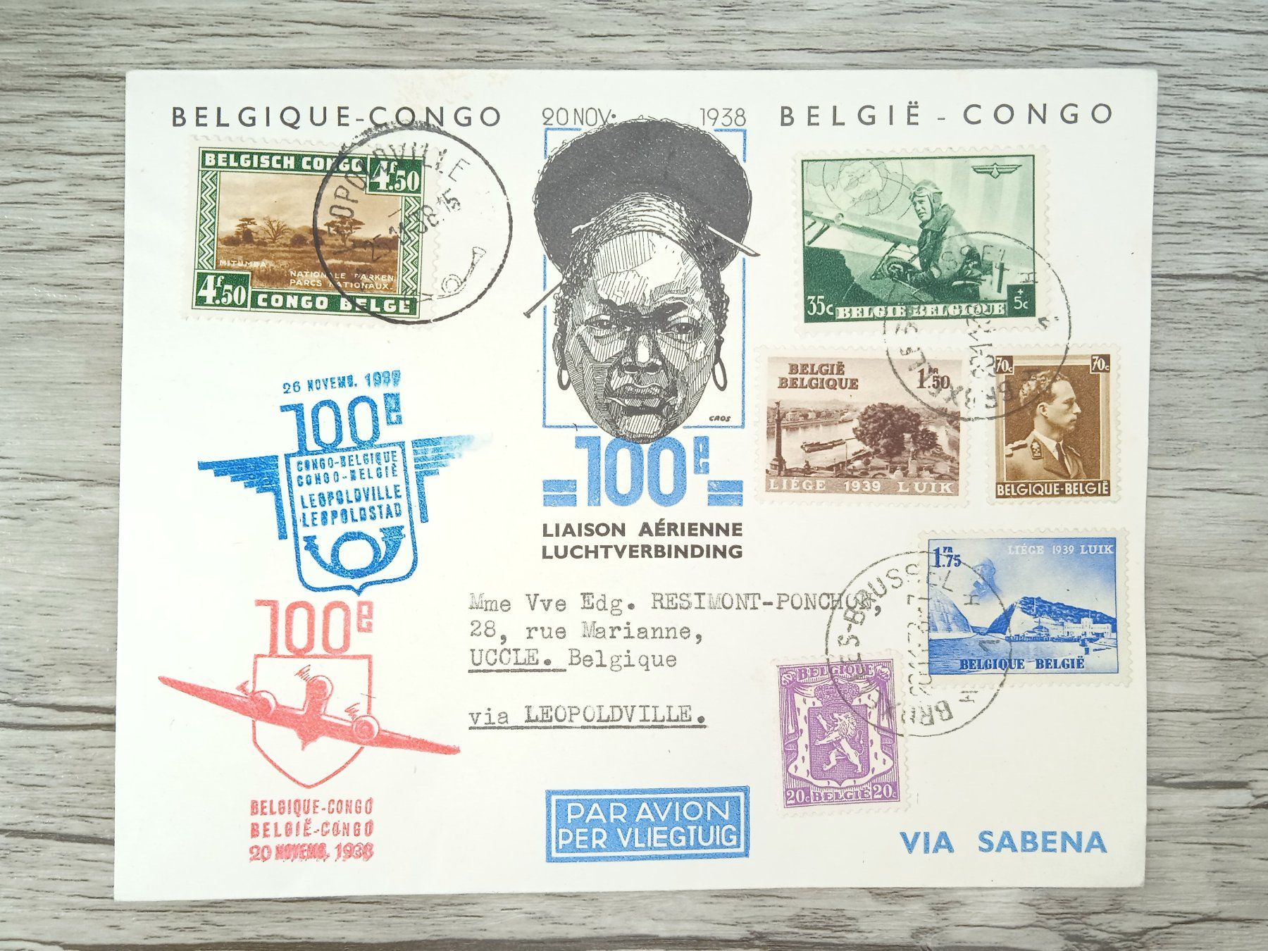 Tutti i francobolli: TR73 Enveloppe + Timbre Belgique / Congo 1939 – Usato da Cousset venduto da Patrick_Collections
