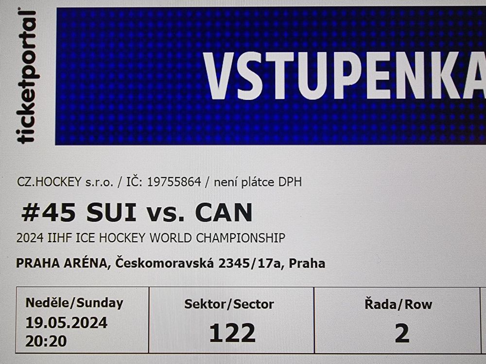 IHF Eishockey WM 2024 19.5.2024 SchweizCanada 2 Tickets K.1 Kaufen