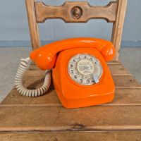 Vintage Telefon Wählscheibentelefon 1970 Jahre Phone orange