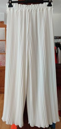 Marlenehose Palazzo Hose 36-40 Neu Cullotte plissiert Weiss