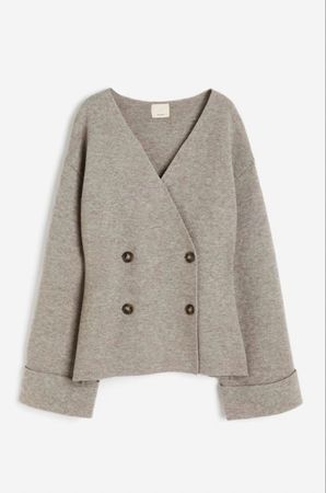Soft Wool Blend Cardigan, Neutral Grey, Size XS-S
