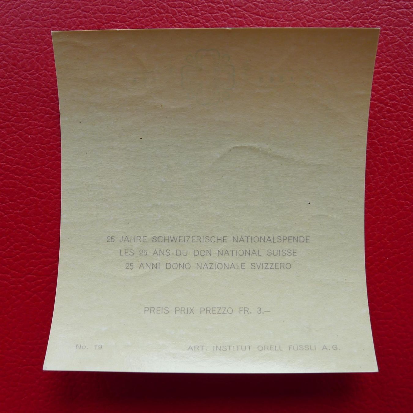 Tutti i francobolli: 1943: W14 Sonderblock postfrisch ** Kat: 140.- – Usato da Sursee venduto da Luzernerraute 1