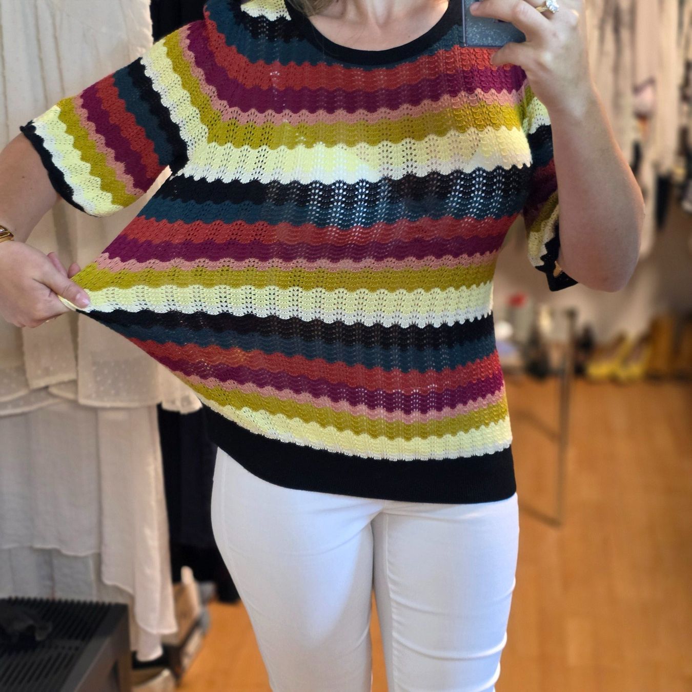 King Louie Camicette: King Louie Bunte Strickbluse M/L XL – Usato da Wald ZH venduto da CapLux 4