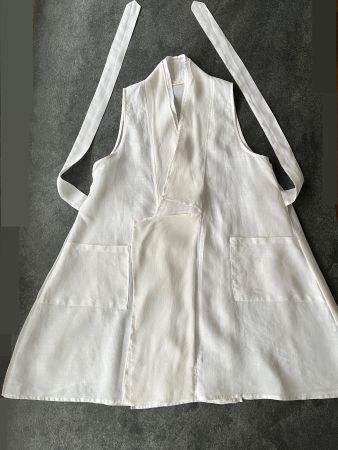 Damen Ärmellose lange Sommerbluse aus Leinen - Größe M