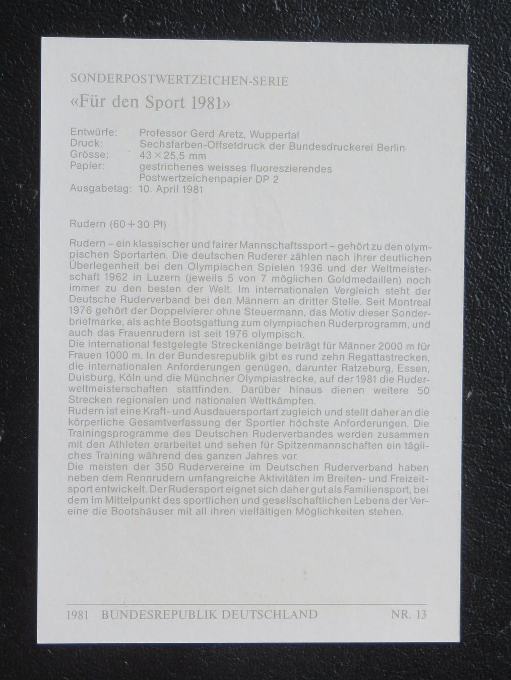 Tutti i francobolli: Maximumkarten "für den Sport" 1981 – Nuovo (secondo la descrizione) da Lachen SZ venduto da peace0 4
