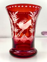 Böhmisches Egermann Glas, Rot & Motivschliff, ~1970, g. Zus.
