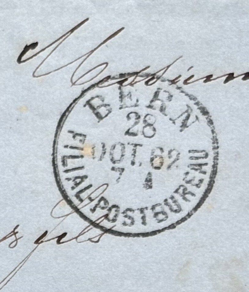 Tutti i francobolli: FALTBRIEF STRUBEL BERN FILIAL-POSTBUREAU 1862 – Usato da Ostermundigen venduto da Heavenmaus75 4