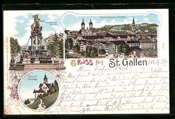 Cartes postales: Litho St. Gallen, Restaurant Falkenburg, – D'occasion à Berlin par bartko-reher