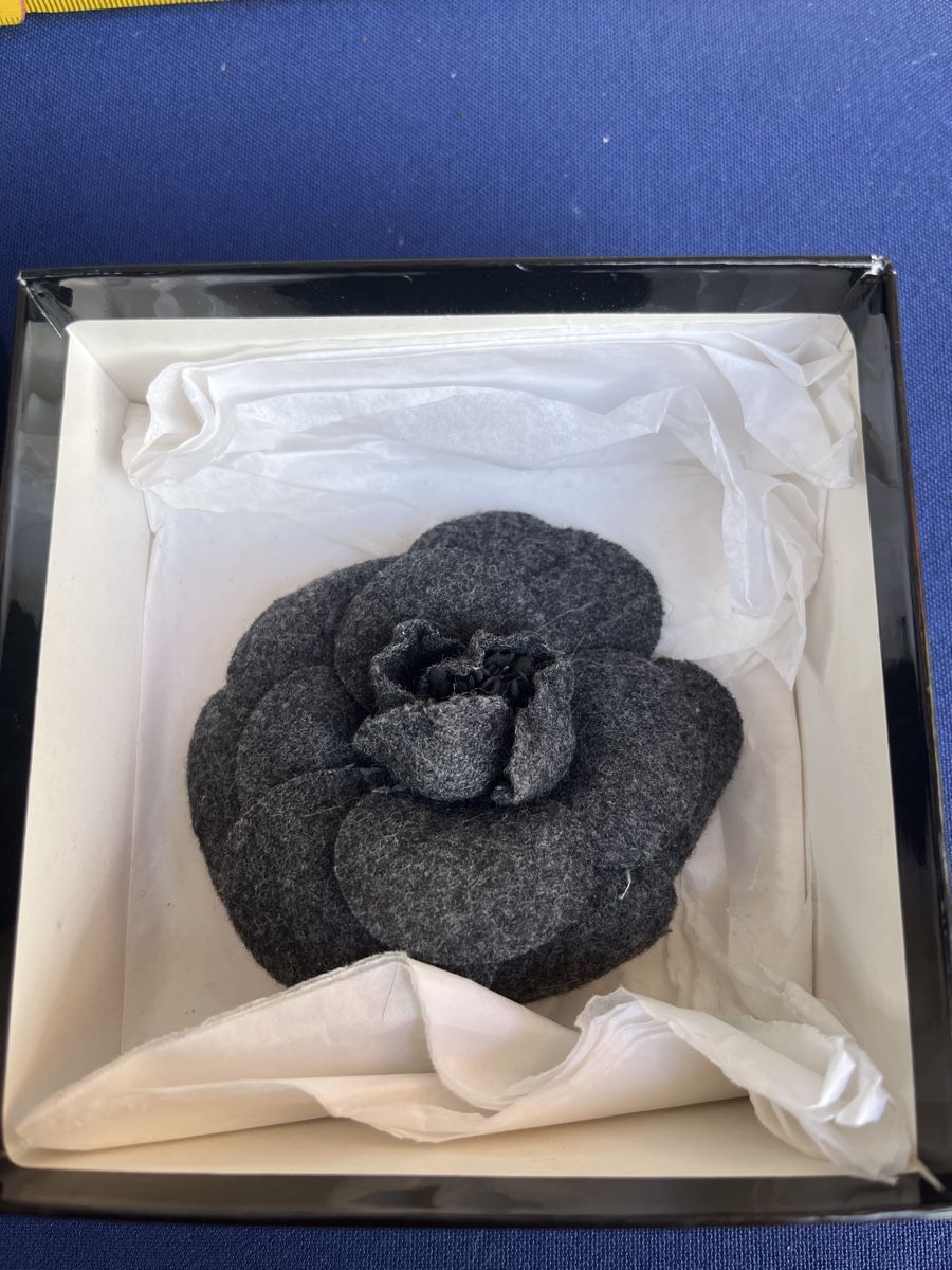 Chanel Spille & Fermagli: Chanel Brosche Kamelie grau mit Originalbox gebraucht – Usato da Brienz BE venduto da hey_z9vg 2