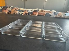 Glas Schalen 9 Stück, 13,5 cm x 9,5 cm x 3,5 cm