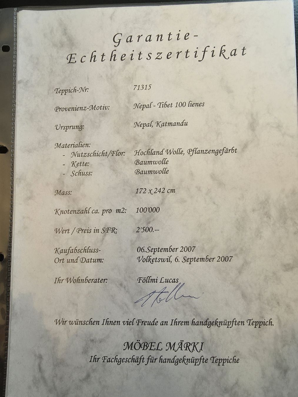 Tappeti: Teppich mit Zertifikat – Usato da Würenlos venduto da Sandhase63 2