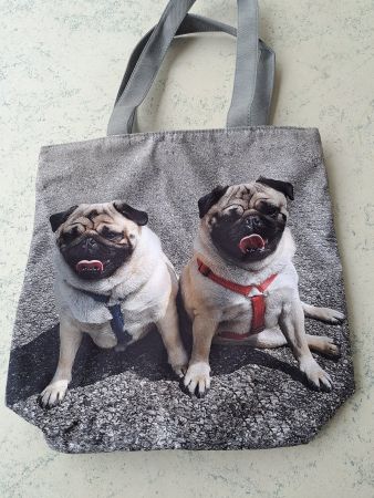 Einkaufstasche mit MOPS Bild - Neu - 37x35cm